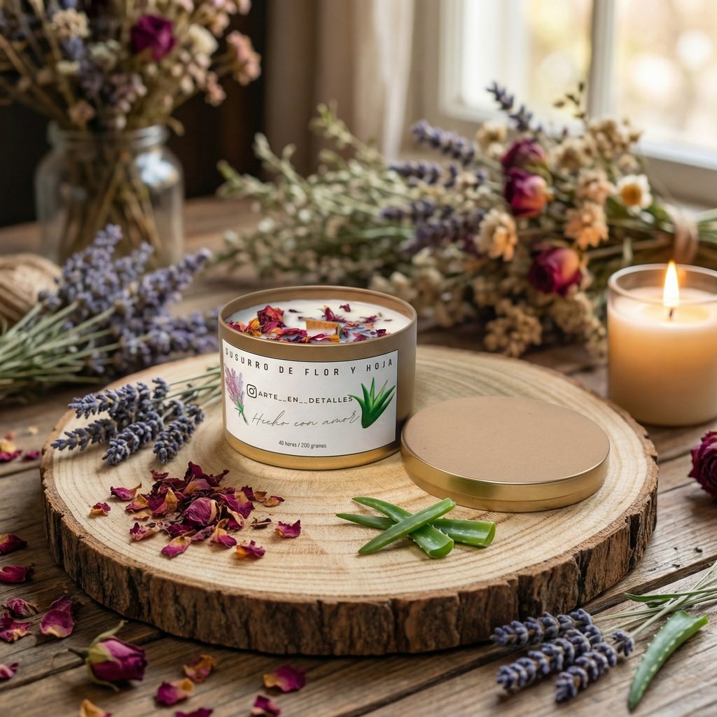 Vela aromática  Susurro de flor y hoja.
