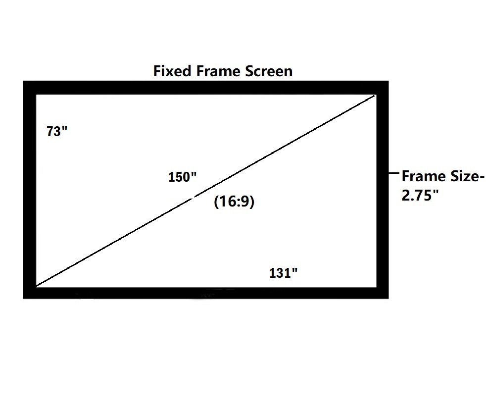 150" FIXED FRAME SCREEN WHITE SOFT FABRIC
