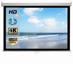 84 Inch 4:3 Aspect Ratio Insta Lock/Auto Lock White Fabric Matte Manual Projection Screen for Classroom, Home Theater or Office (84 Inches, 4:3 Aspect Ratio)
