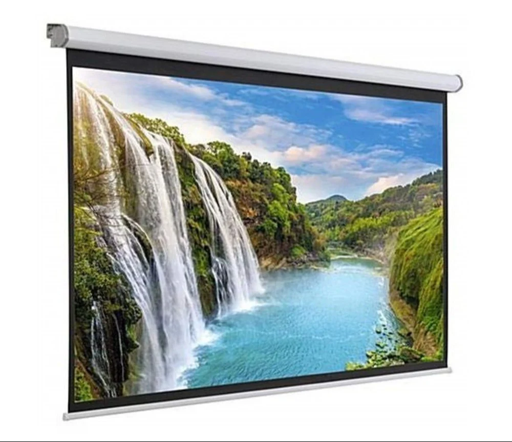 120" (16:9) INSTA LOCK Wall Manual Pull Down Projector Screen, Size: - 9 Ft. - Width x 5 Ft. - Height, 120 Inches Diagonal in 16:9 Picture Ratio, UHD-3D-4K Ready Technology(White)