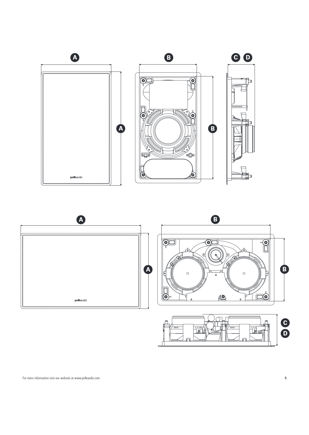 POLK VS 265-LS HIGH-QUALITY IN-WALL SPEAKER WITH 6.5" DRIVERS