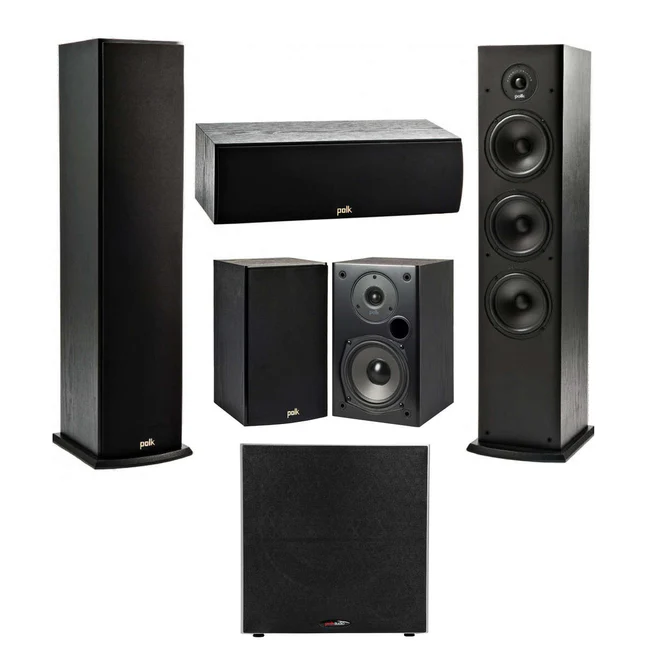 Polk Audio Fusion T- Series 5.1 Channel Home Theater Speaker Package with Polk Audio PSW 10 Subwoofer