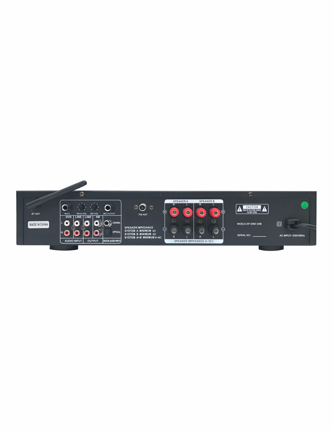 HI-FI STEREO TUNER AMPLIFIER AP-2000USB WITH BT AND KARAOKE