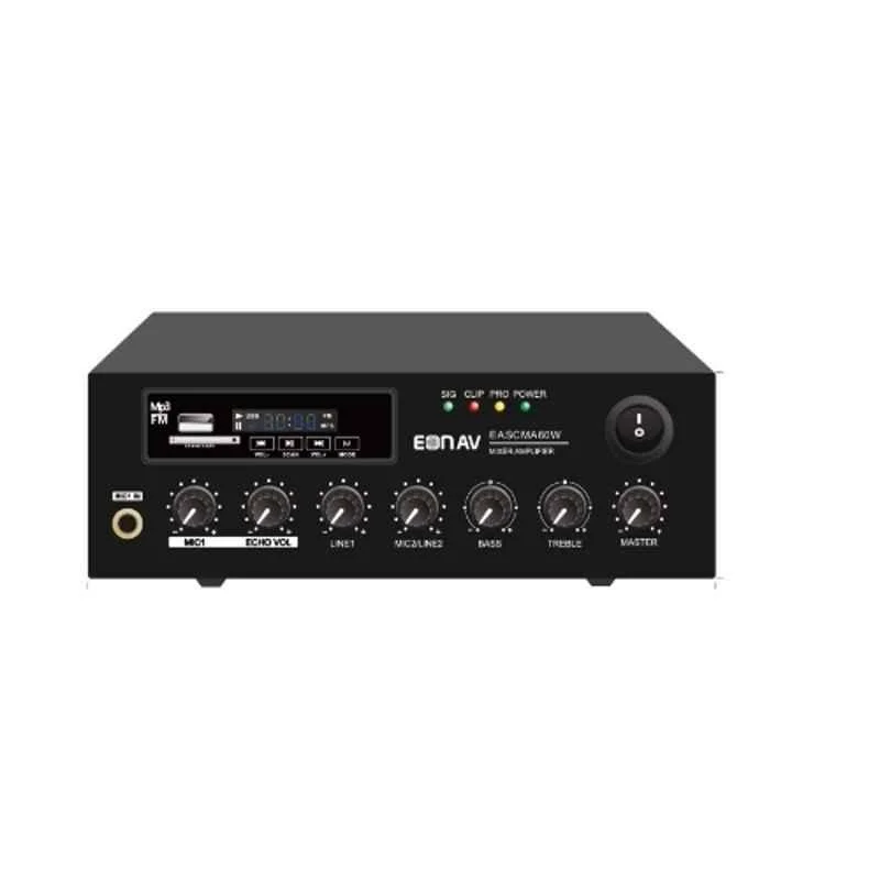 EONAV 60W Mini Mixer Amplifier with USB/SD/FM/Bluetooth/Echo,100V or 70V & 4-8 Ohm, EASCMA60W