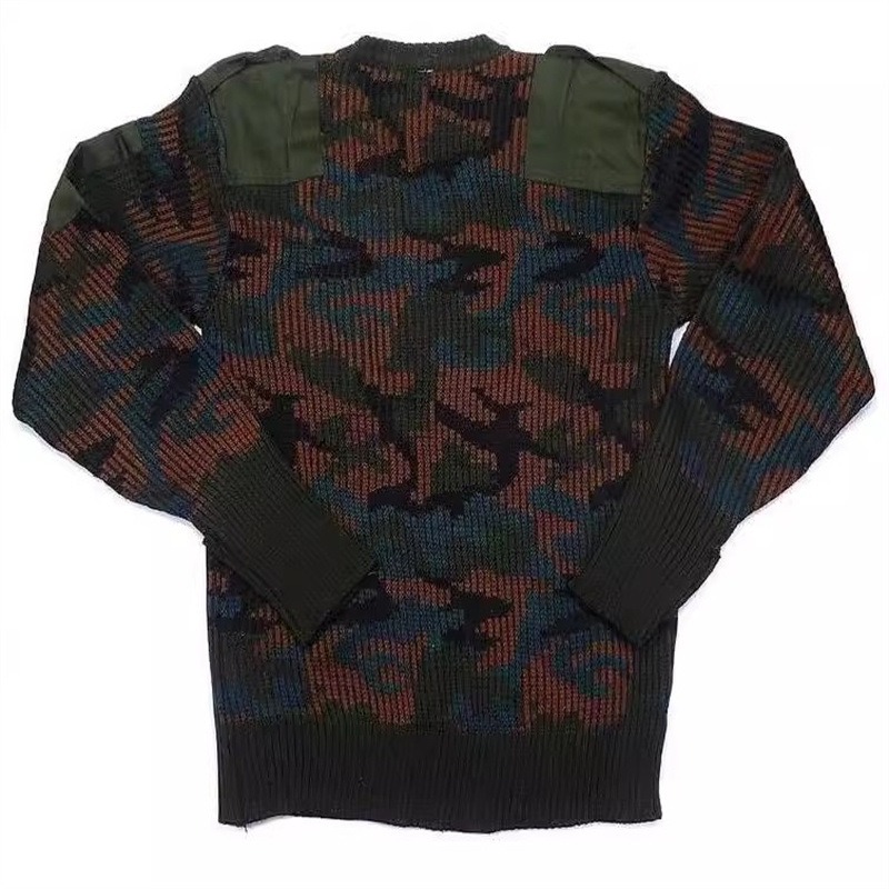African Long Sleeve V Neck Knitted Military Pullover Sweater