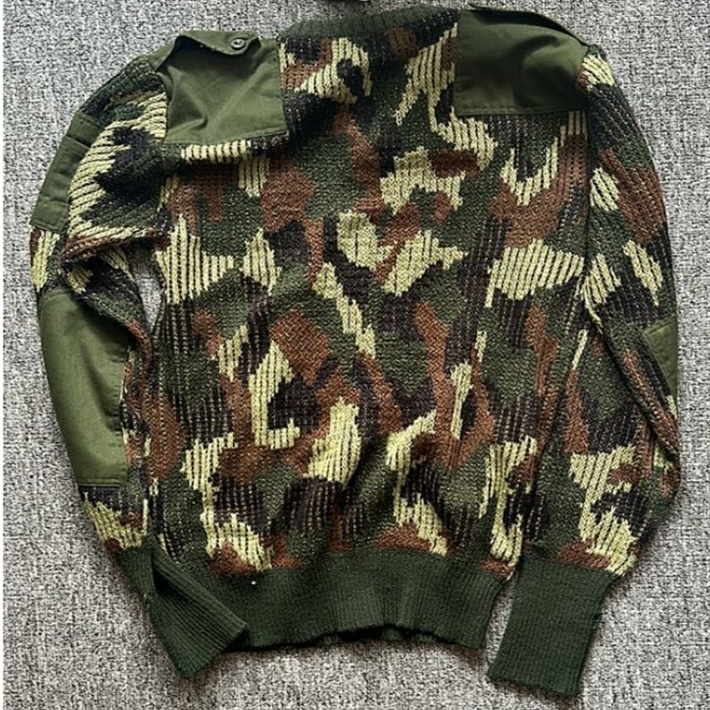 African Long Sleeve V Neck Knitted Military Pullover Sweater