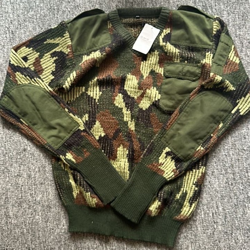 African Long Sleeve V Neck Knitted Military Pullover Sweater