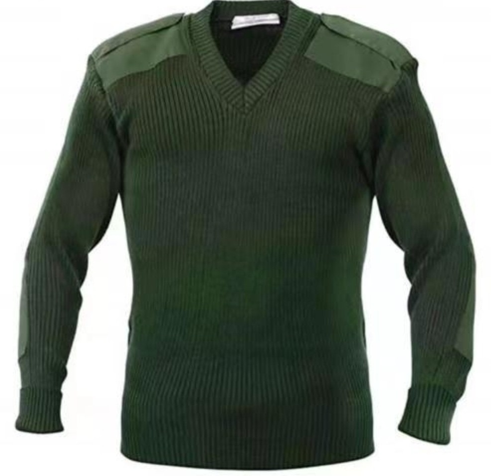 African Long Sleeve V Neck Knitted Military Pullover Sweater