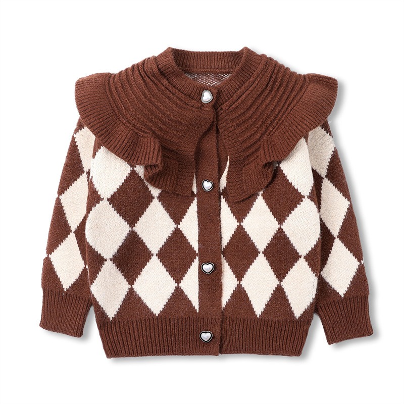 2024 new style girls' stylish sweet lace baby knitted sweater
