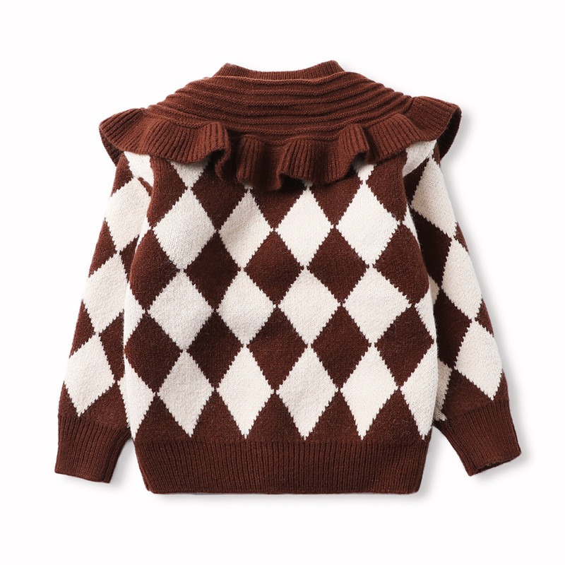 2024 new style girls' stylish sweet lace baby knitted sweater