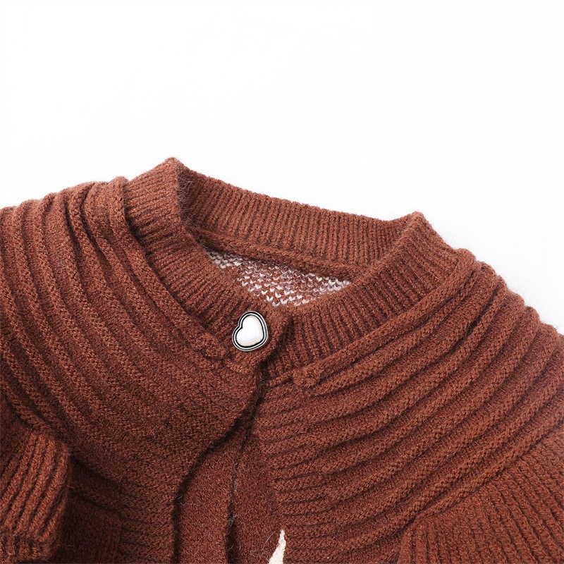 2024 new style girls' stylish sweet lace baby knitted sweater