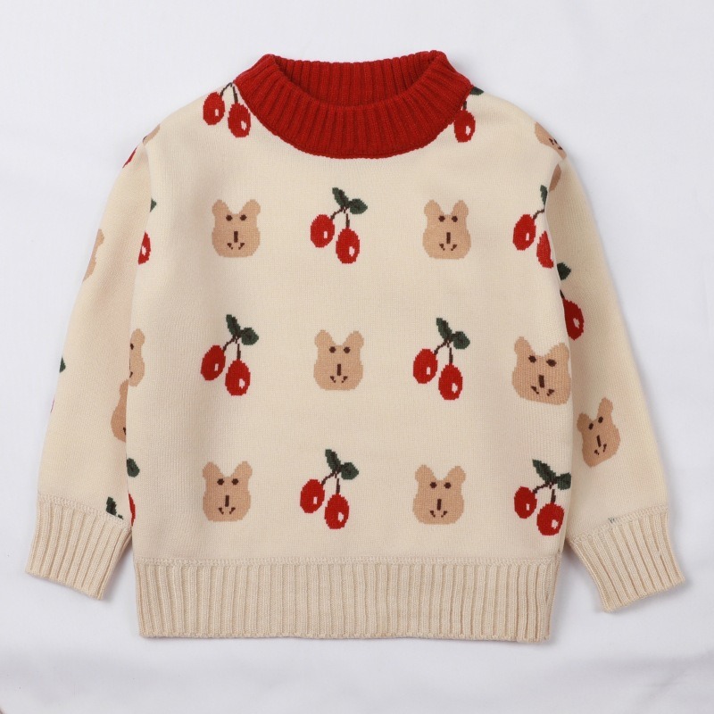 2024 new autumn and winter Korean version of velvet thickened pullover knitted sweater for girls