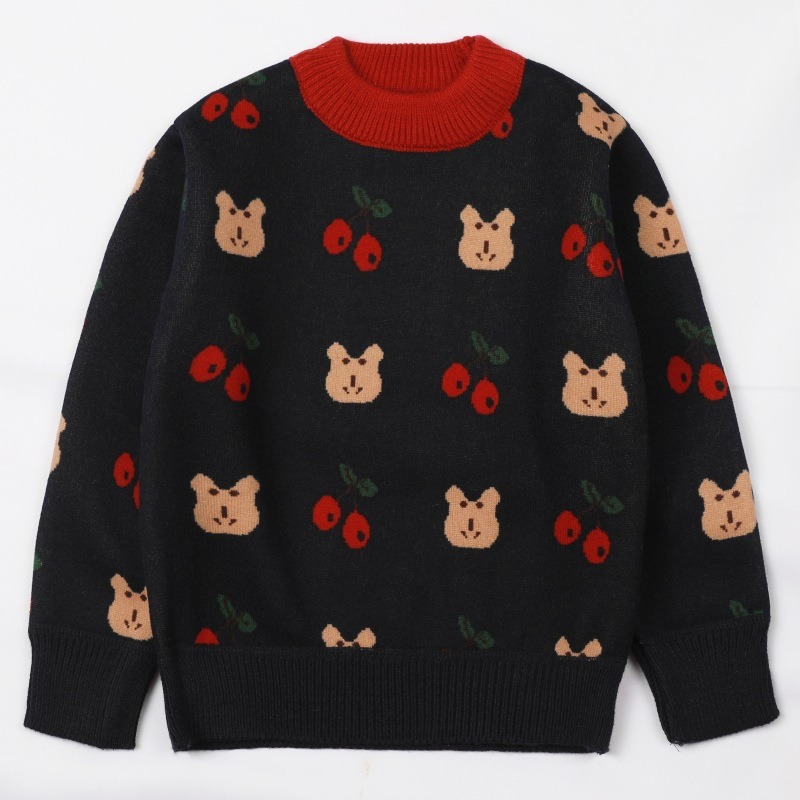2024 new autumn and winter Korean version of velvet thickened pullover knitted sweater for girls