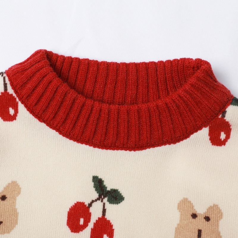2024 new autumn and winter Korean version of velvet thickened pullover knitted sweater for girls