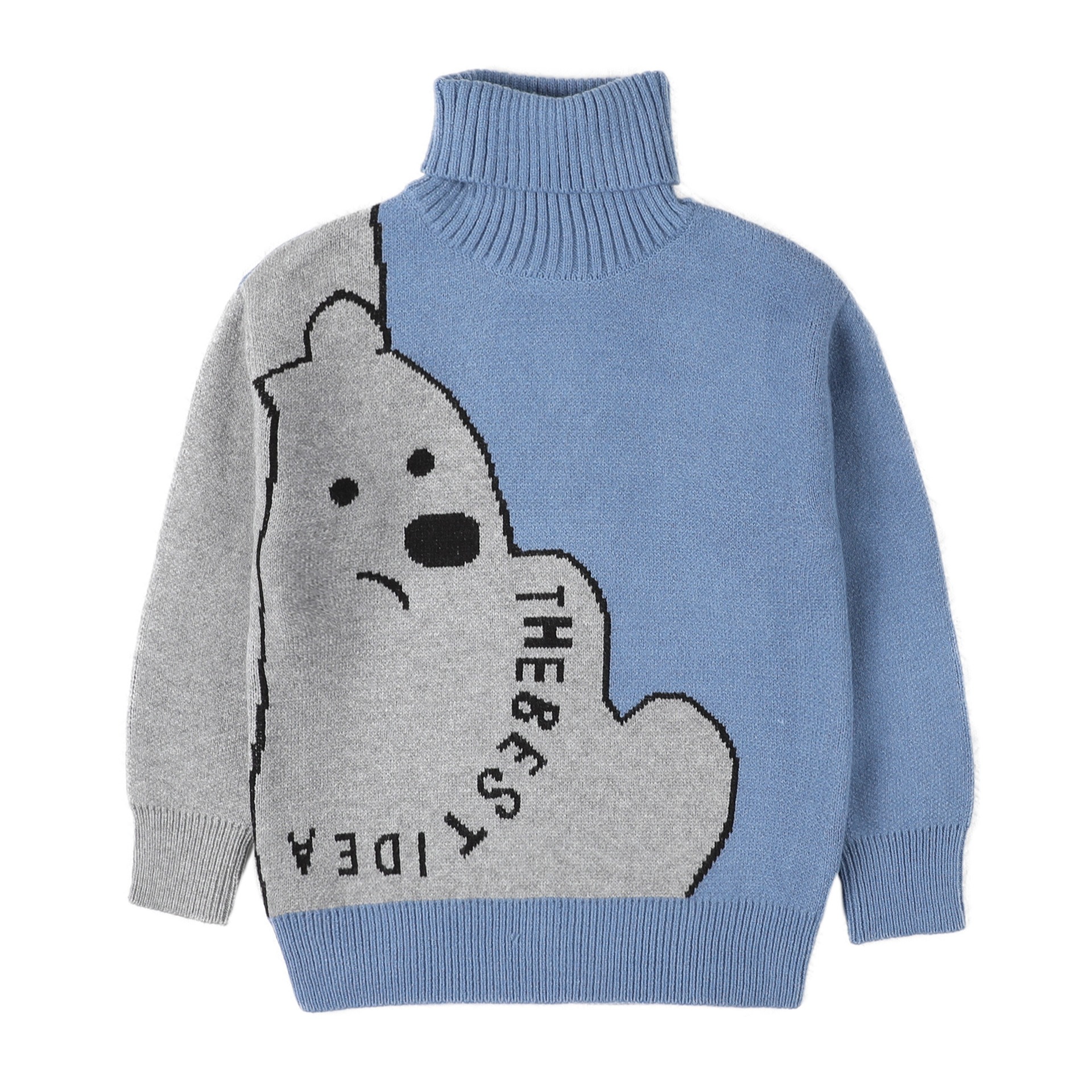 2024 new boys autumn and winter turtleneck tops for middle and large children stylish thickened knitted sweaters