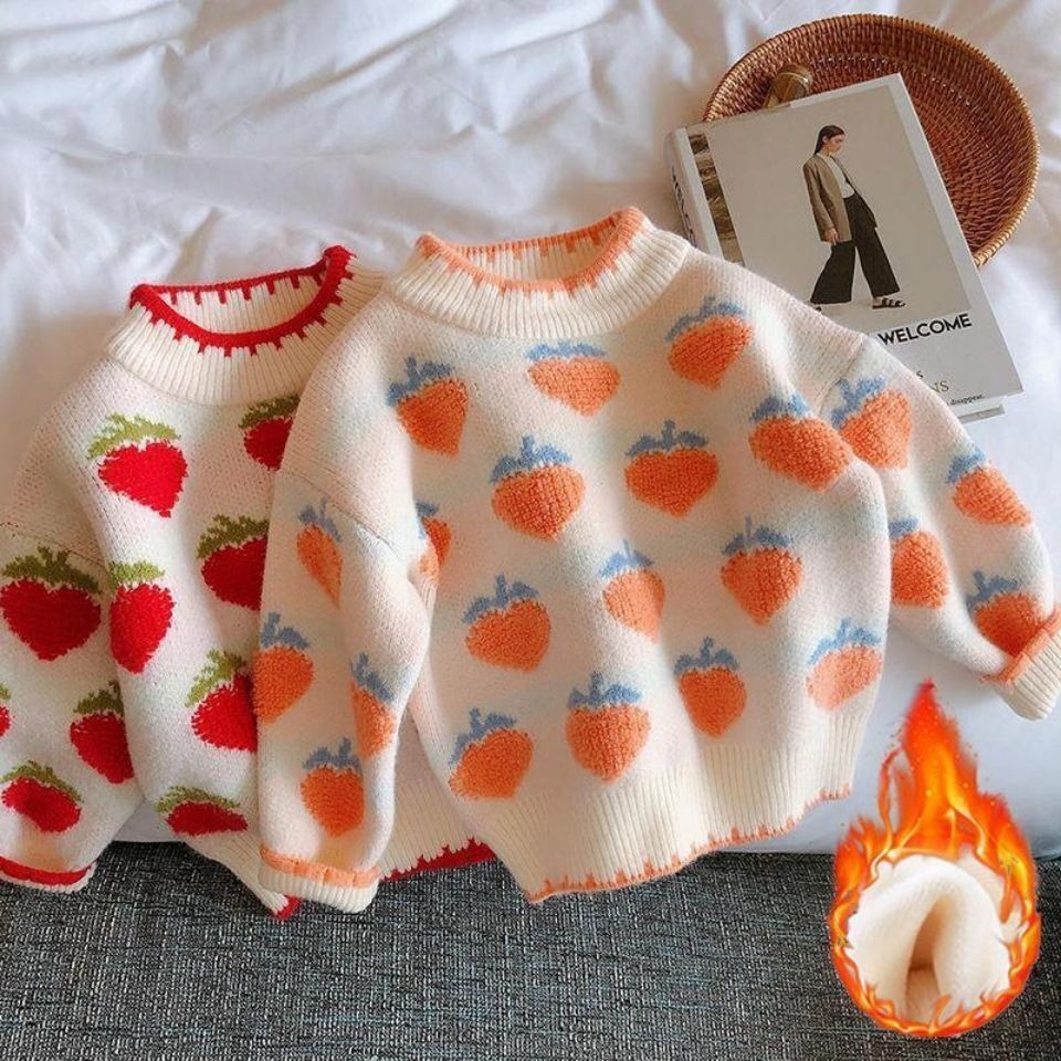 2024 new style girl's fruit pattern stylish Korean style thick warm knitted sweater