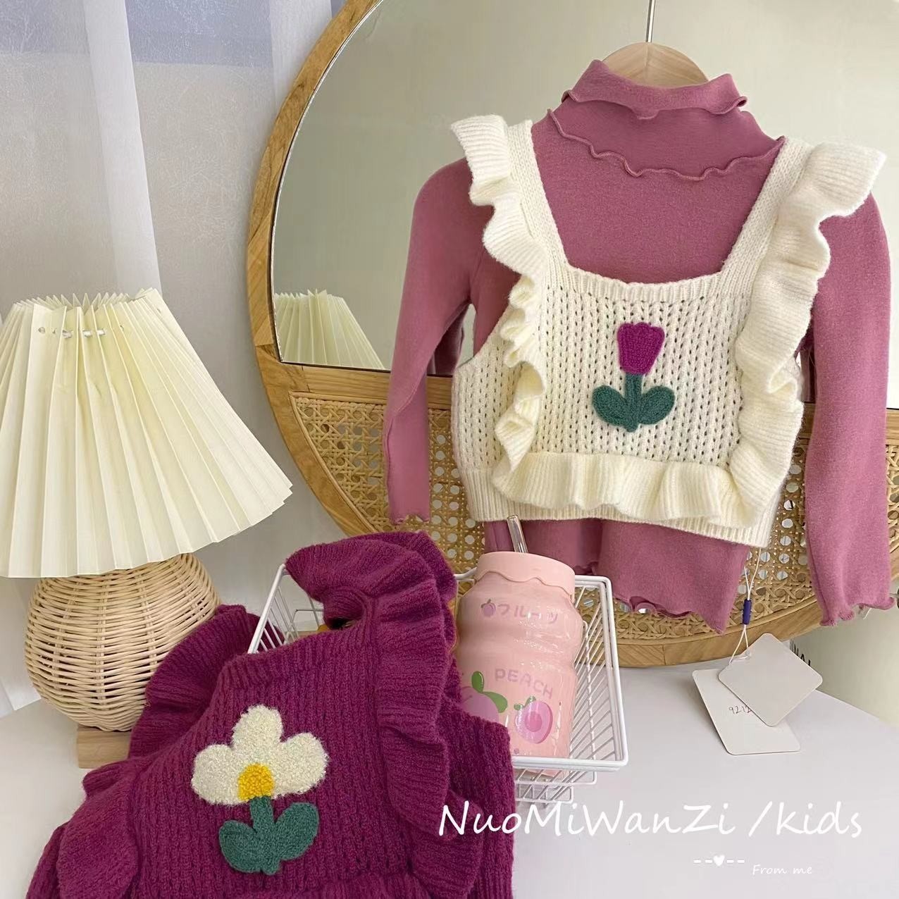 2024 new girls autumn lace collar vest children's autumn cute baby sweater