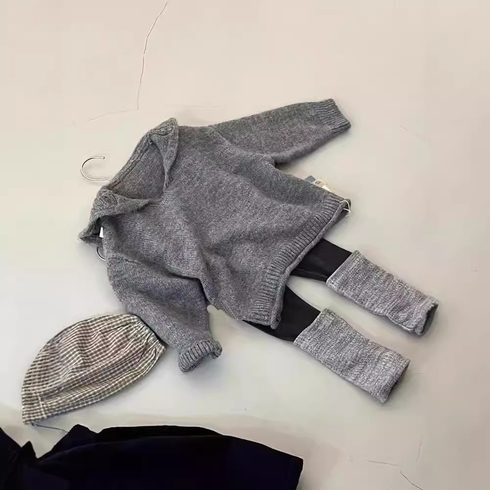 2024 autumn new Korean version girls high-end lazy style knitted pullover sweater
