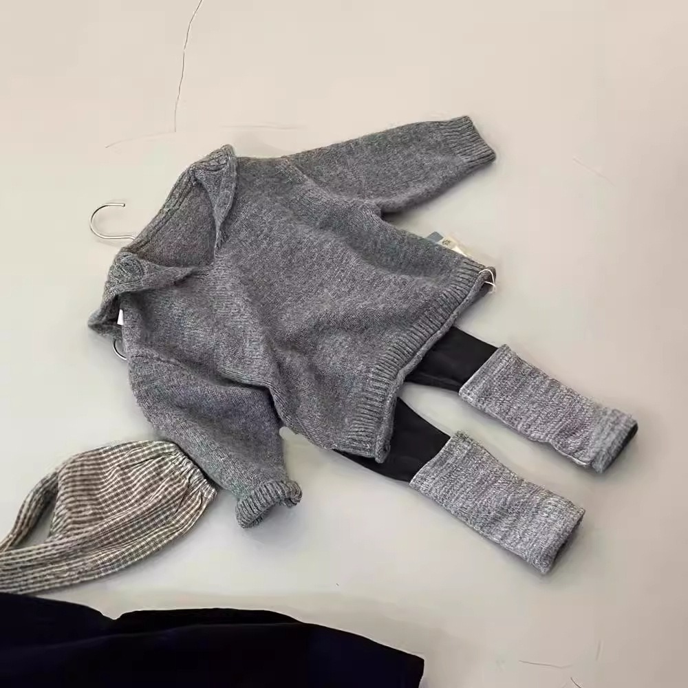 2024 autumn new Korean version girls high-end lazy style knitted pullover sweater
