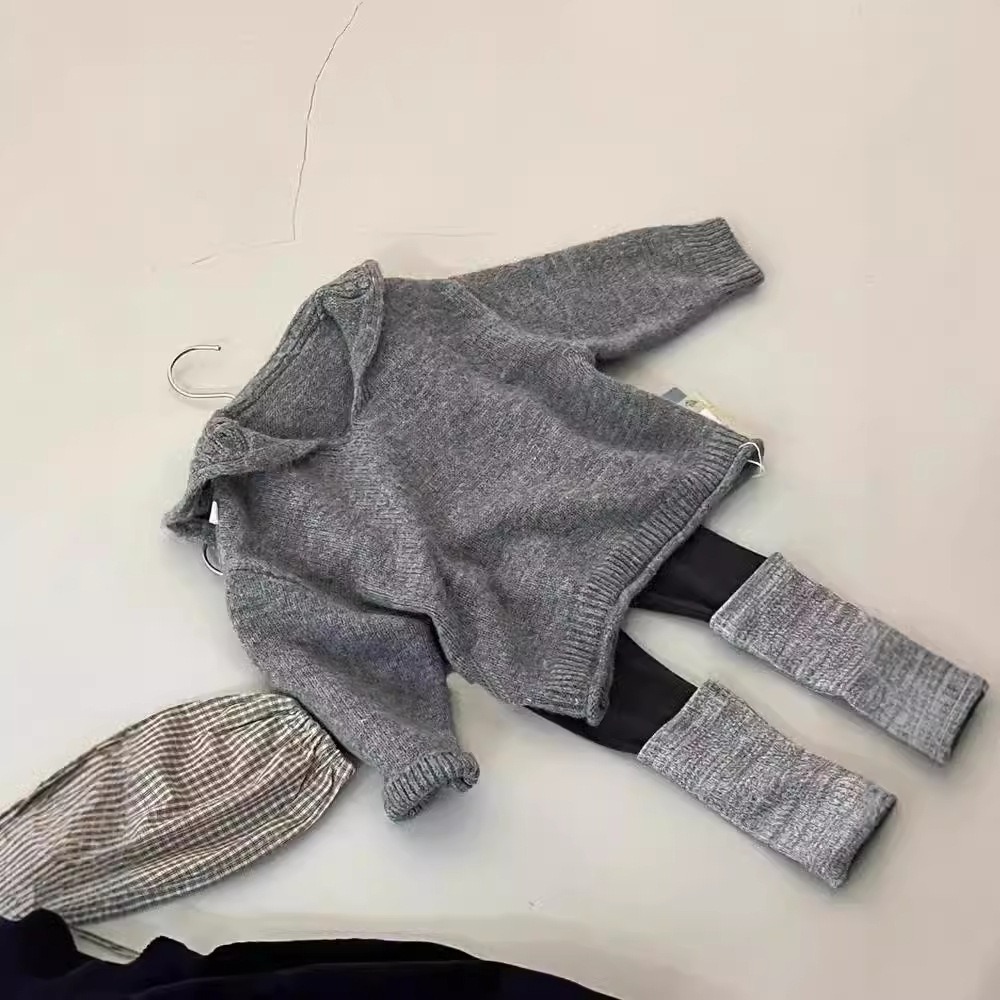 2024 autumn new Korean version girls high-end lazy style knitted pullover sweater