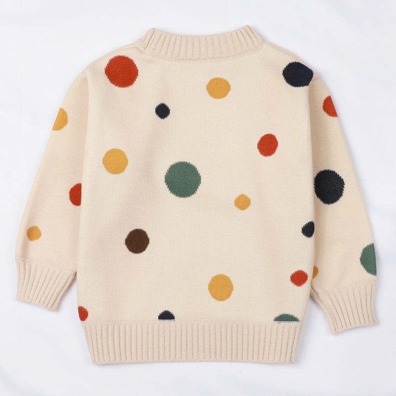 2024 New Autumn Children's Fashion Thickened Polka Dot Pullover Girls Sweater