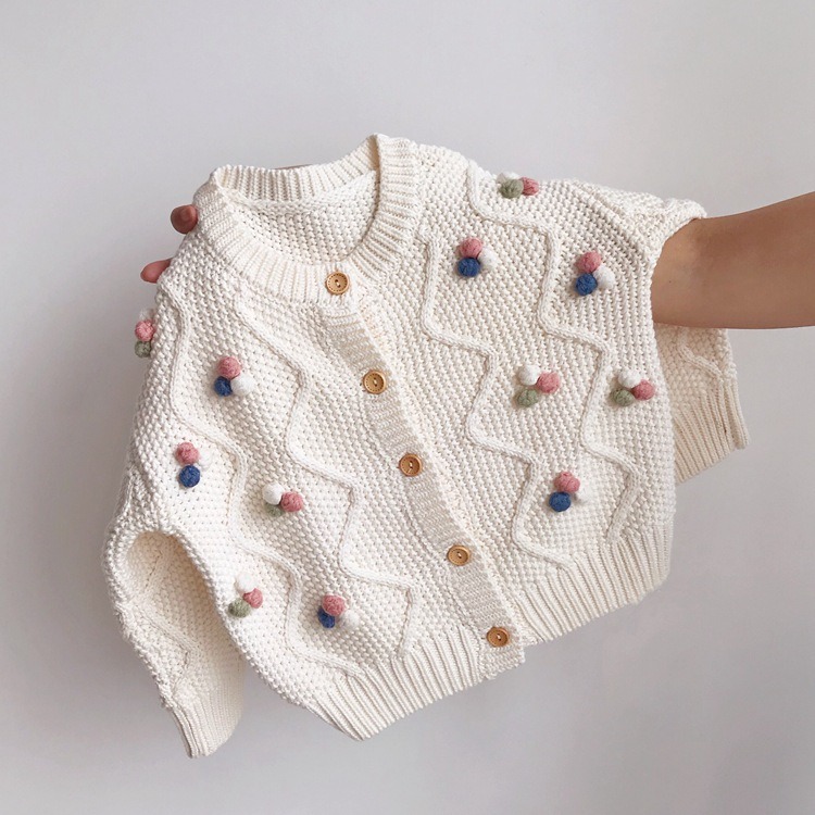 2024 new autumn and winter single-breasted autumn long-sleeved solid color girls' cardigan Korean round neck purple sweater