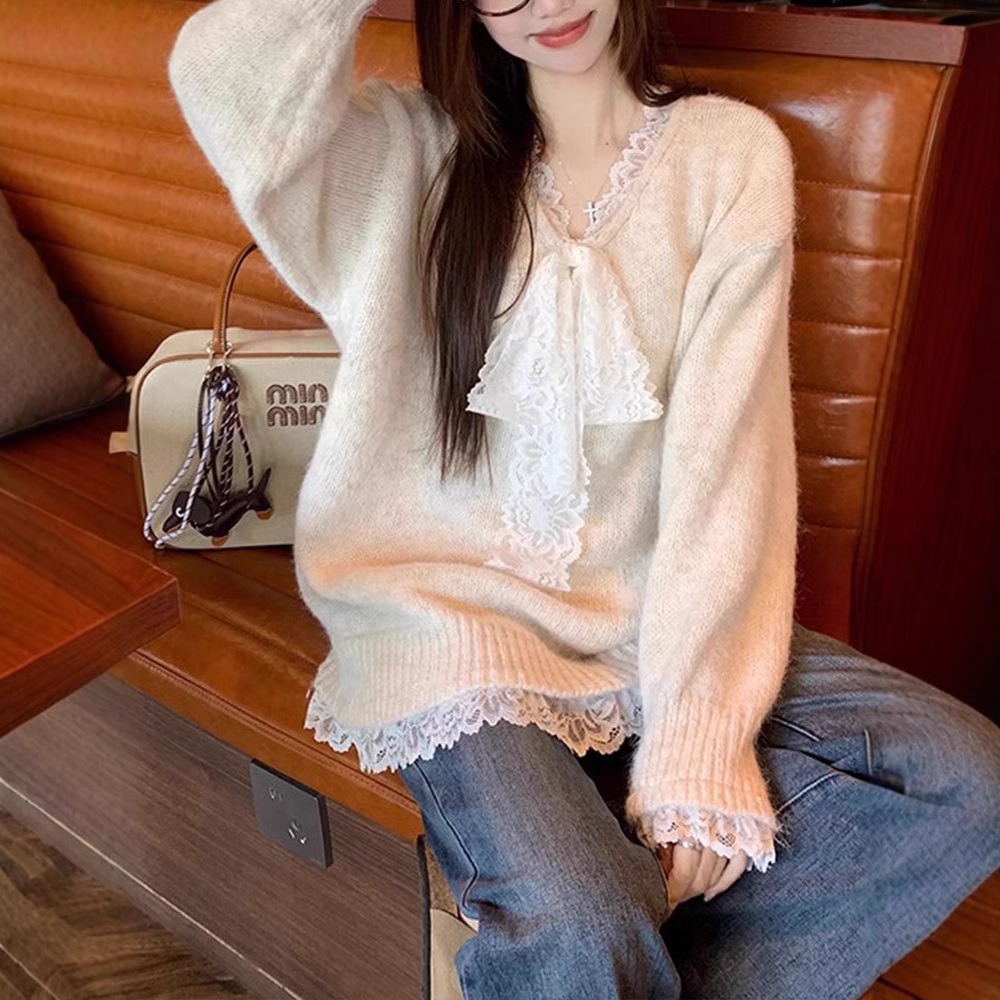 Fashion Women Bow Embellished Convertible Sweater
