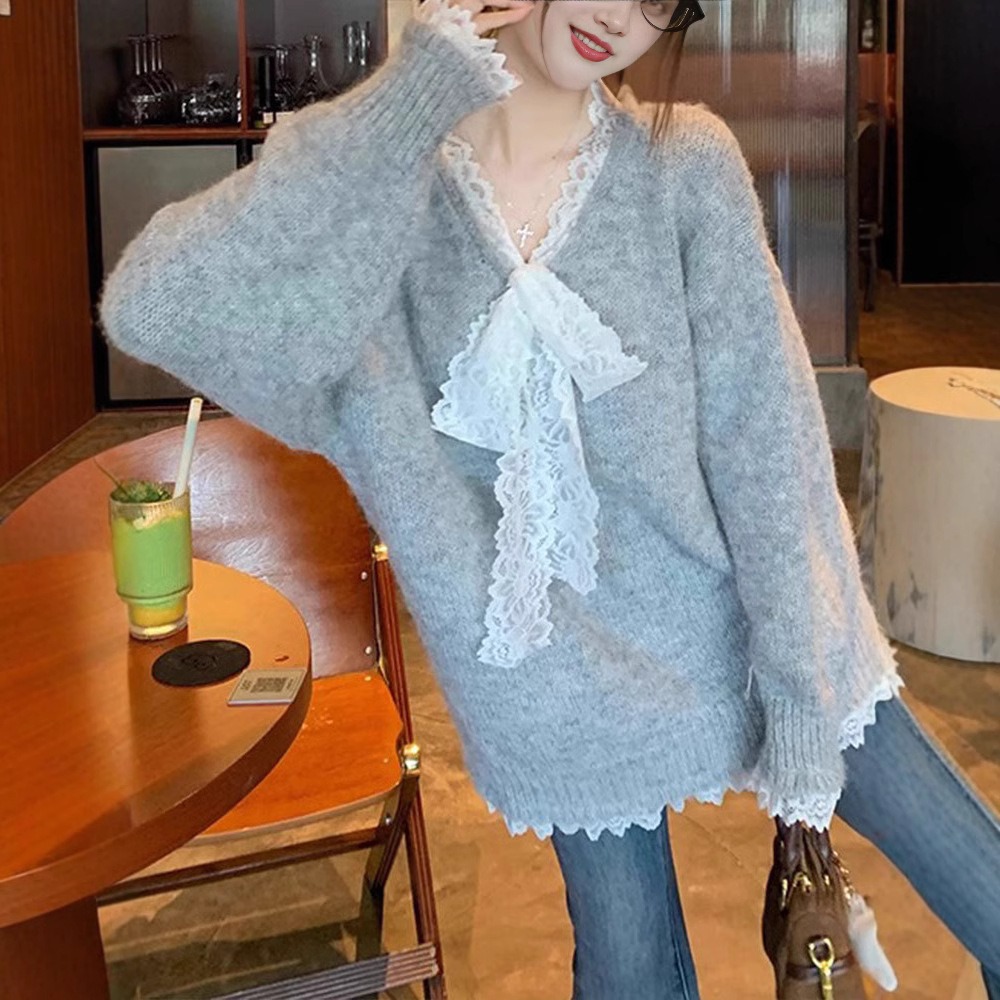 Fashion Women Bow Embellished Convertible Sweater
