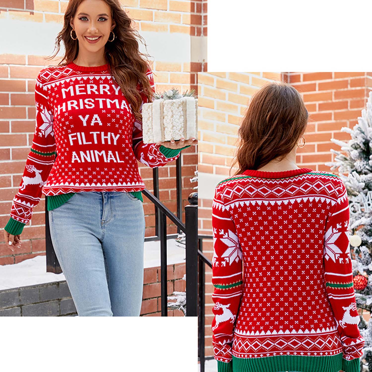 Embroidery Merry Christmas Ya Filthy Animal Sweater Pullover