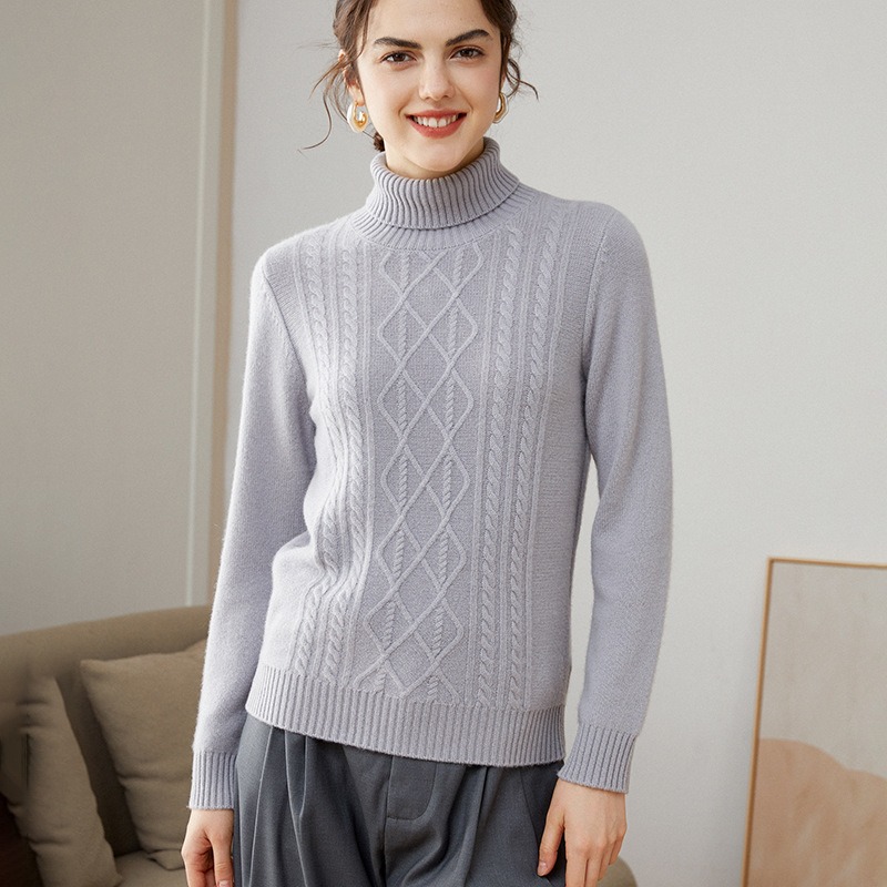 2025 New Lazy High Collar 100 Pure Cashmere Sweater