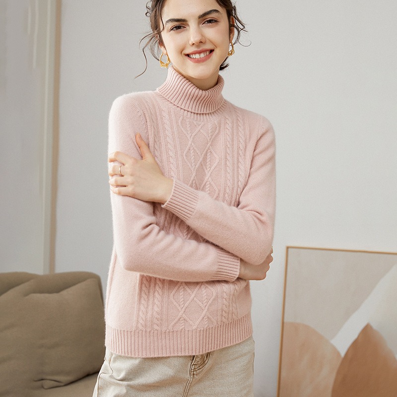 2025 New Lazy High Collar 100 Pure Cashmere Sweater