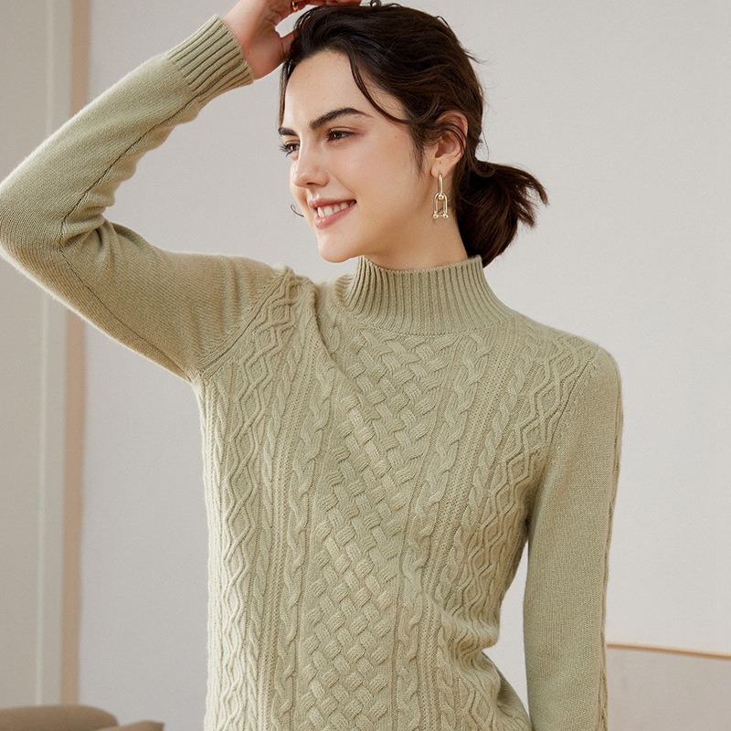 New Women's Half Turtleneck Thickened Long Sleeve Pullover Loose Knitted Bottoming Shirt Women's Sweaters Cashmere