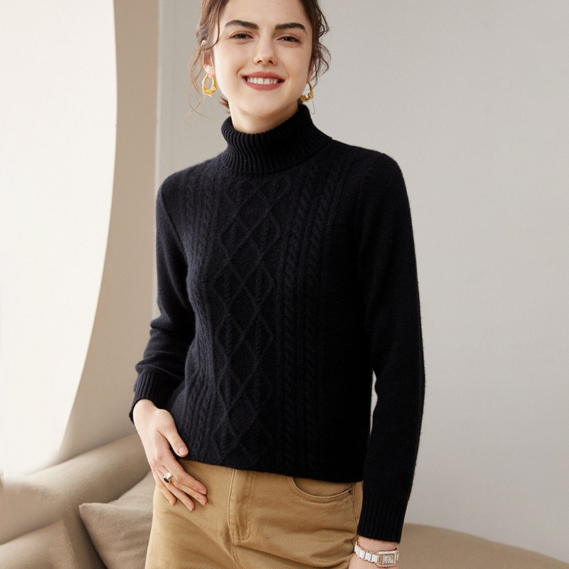 2025 New Lazy High Collar 100 Pure Cashmere Sweater