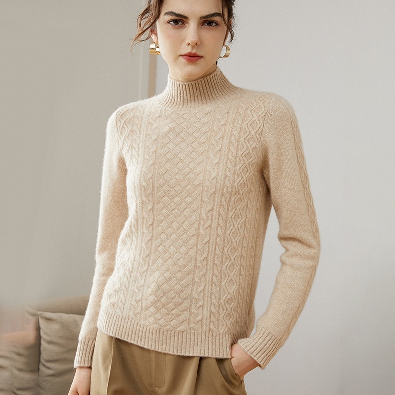New Women's Half Turtleneck Thickened Long Sleeve Pullover Loose Knitted Bottoming Shirt Women's Sweaters Cashmere