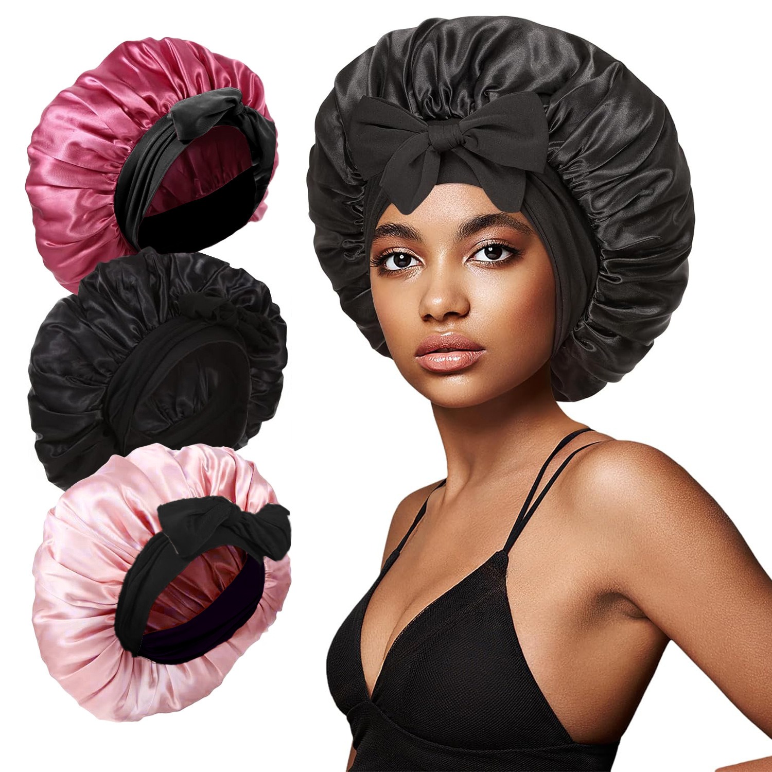 Bowknot imitation silk Sleep Cap