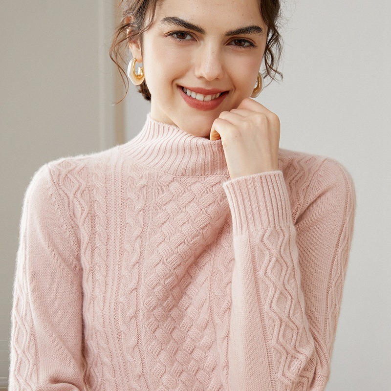 New Women's Half Turtleneck Thickened Long Sleeve Pullover Loose Knitted Bottoming Shirt Women's Sweaters Cashmere