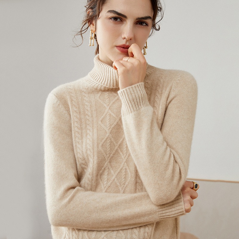 2025 New Lazy High Collar 100 Pure Cashmere Sweater