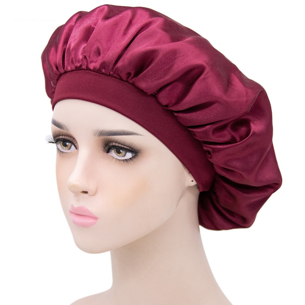 Narrow brim high elastic headscarf beauty hat imitation silk hair care hat nursing confinement satin night cap