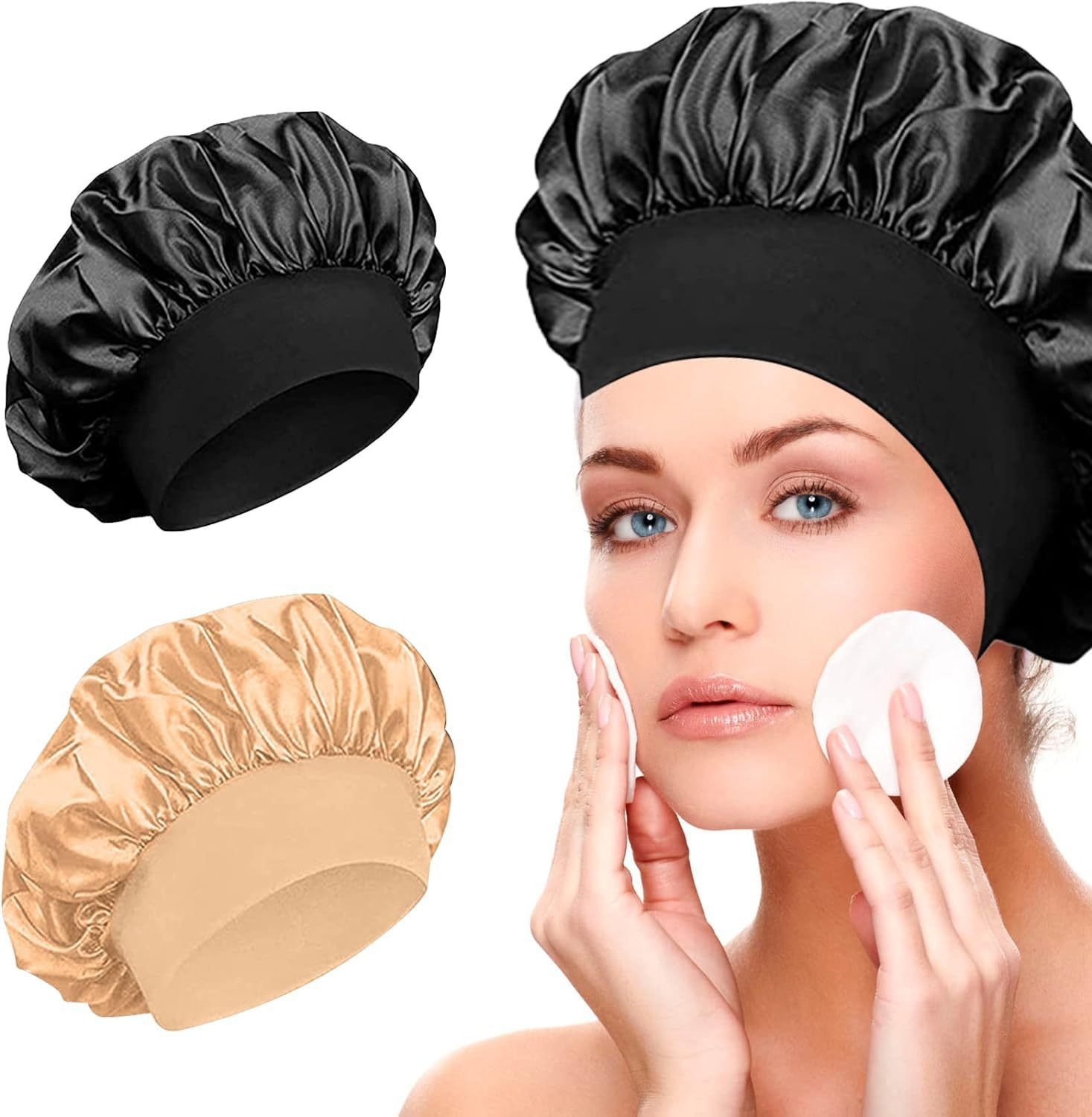 Wide-brimmed high-elastic headscarf hat silk beauty hair care hat female nursing confinement satin nightcap
