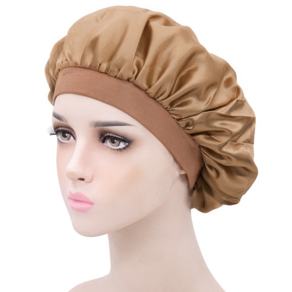 Narrow brim high elastic headscarf beauty hat imitation silk hair care hat nursing confinement satin night cap