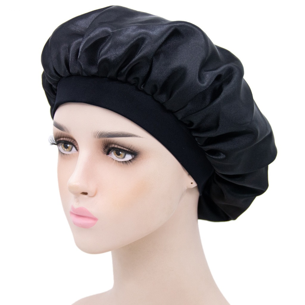 Narrow brim high elastic headscarf beauty hat imitation silk hair care hat nursing confinement satin night cap