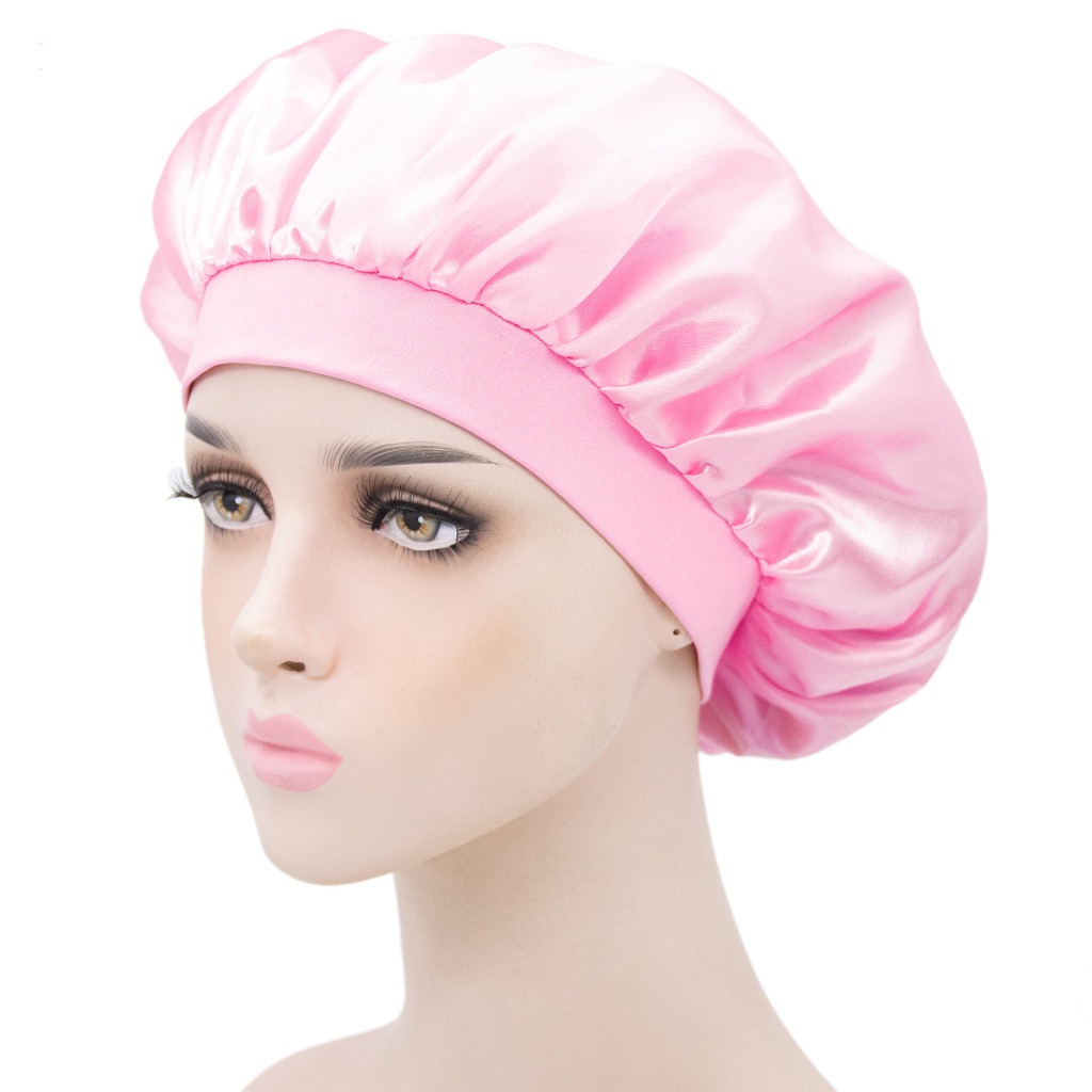 Narrow brim high elastic headscarf beauty hat imitation silk hair care hat nursing confinement satin night cap