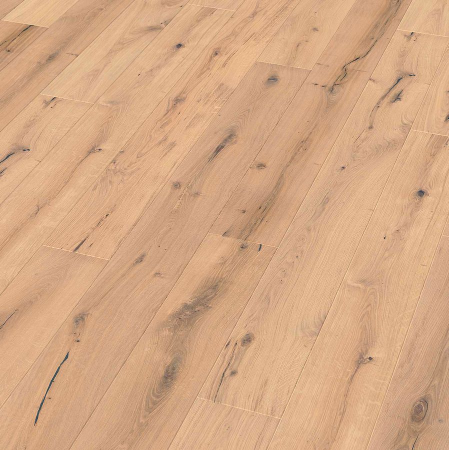 Landhausdiele Eiche Country "Ulm" Gebürstet und weiß geölt, Klick