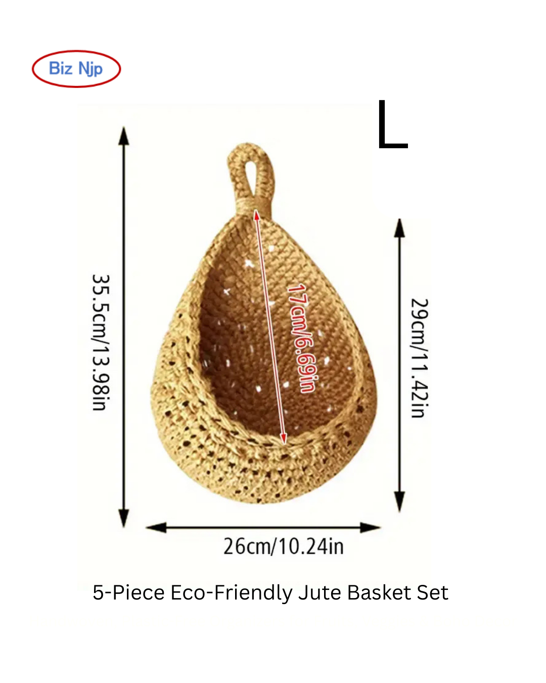 5-Piece Eco-Friendly Jute Basket Set – Small, Medium & Large Sizes