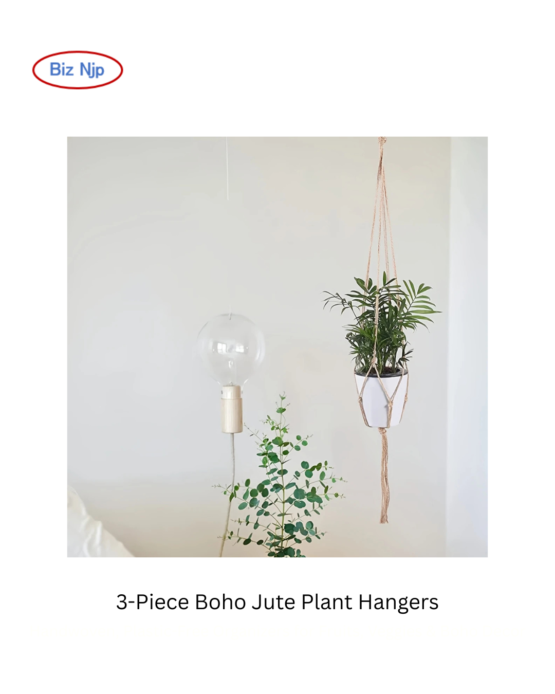 3-Piece Boho Jute Plant Hangers | Handmade Macrame Plant Holders Set