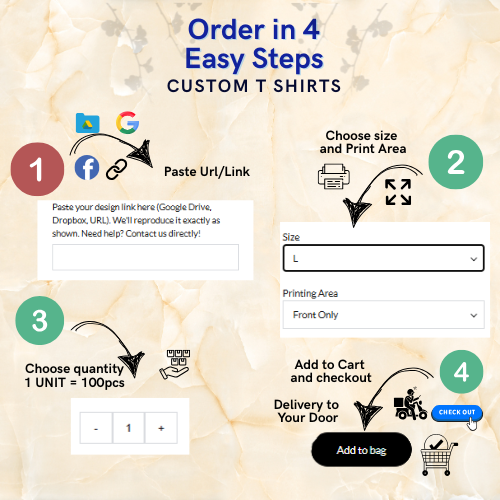 100pcs Custom 160GSM Pima Cotton T-Shirts | DTF Digital Printing (1 Unit = 100pcs) 