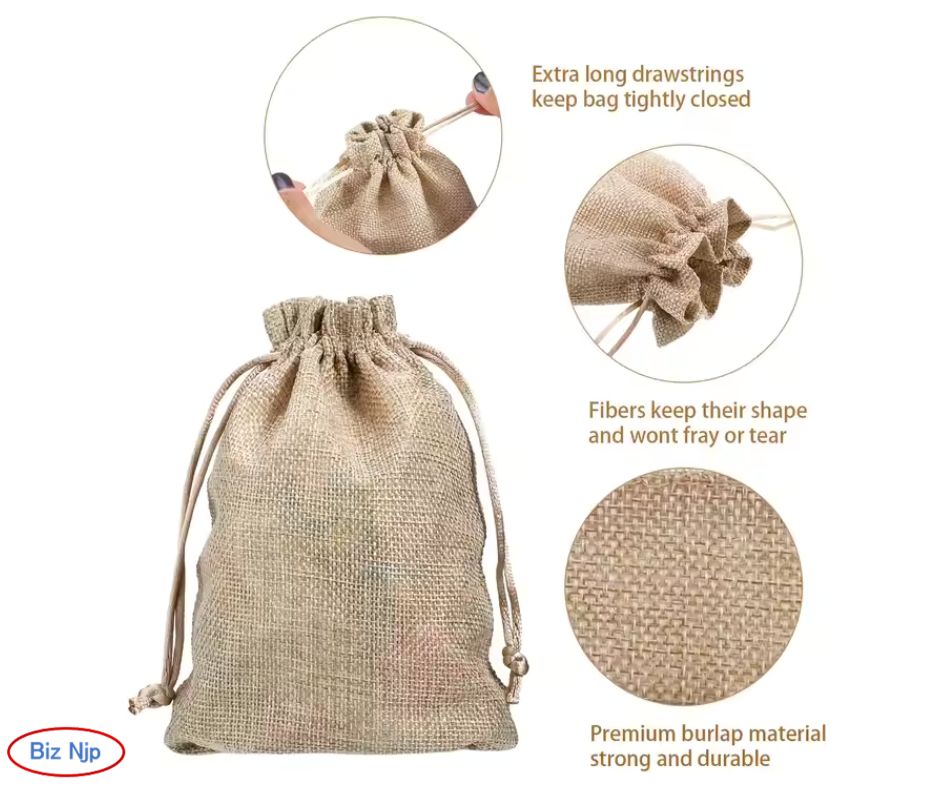 See-Through Charm: 12 Burlap & Organza Gift Pouches with Window (5.1x7.1 Inch)