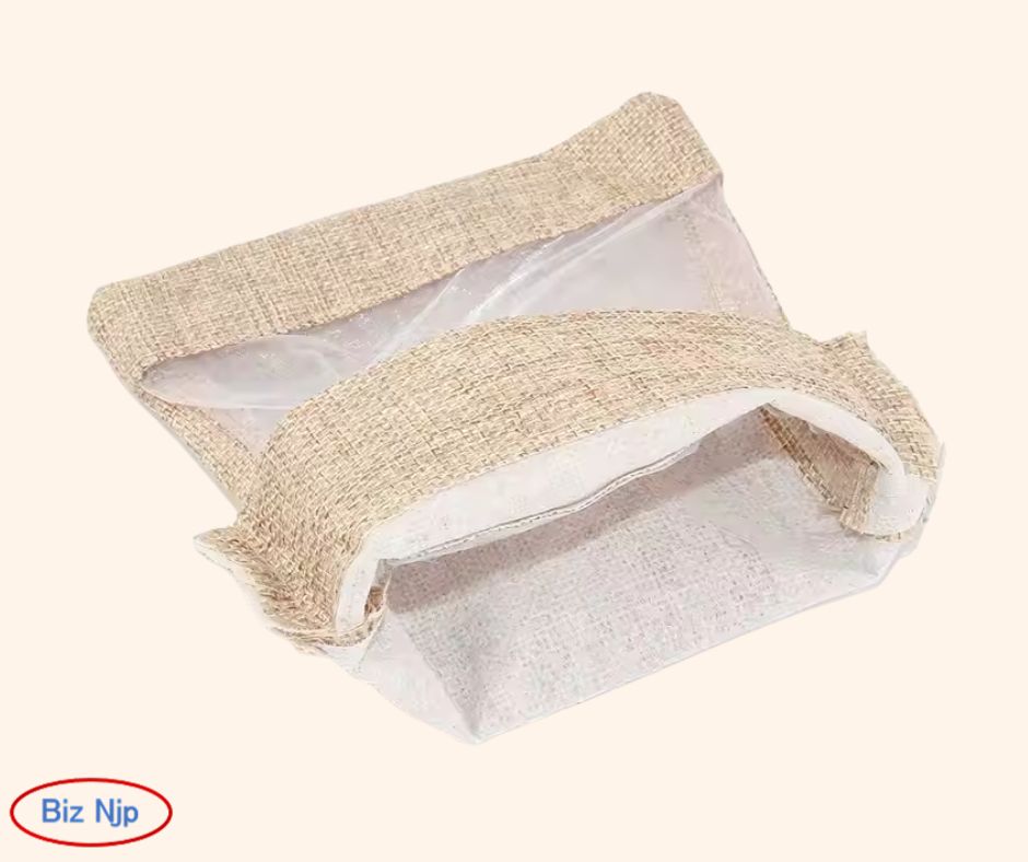 See-Through Charm: 12 Burlap & Organza Gift Pouches with Window (5.1x7.1 Inch)