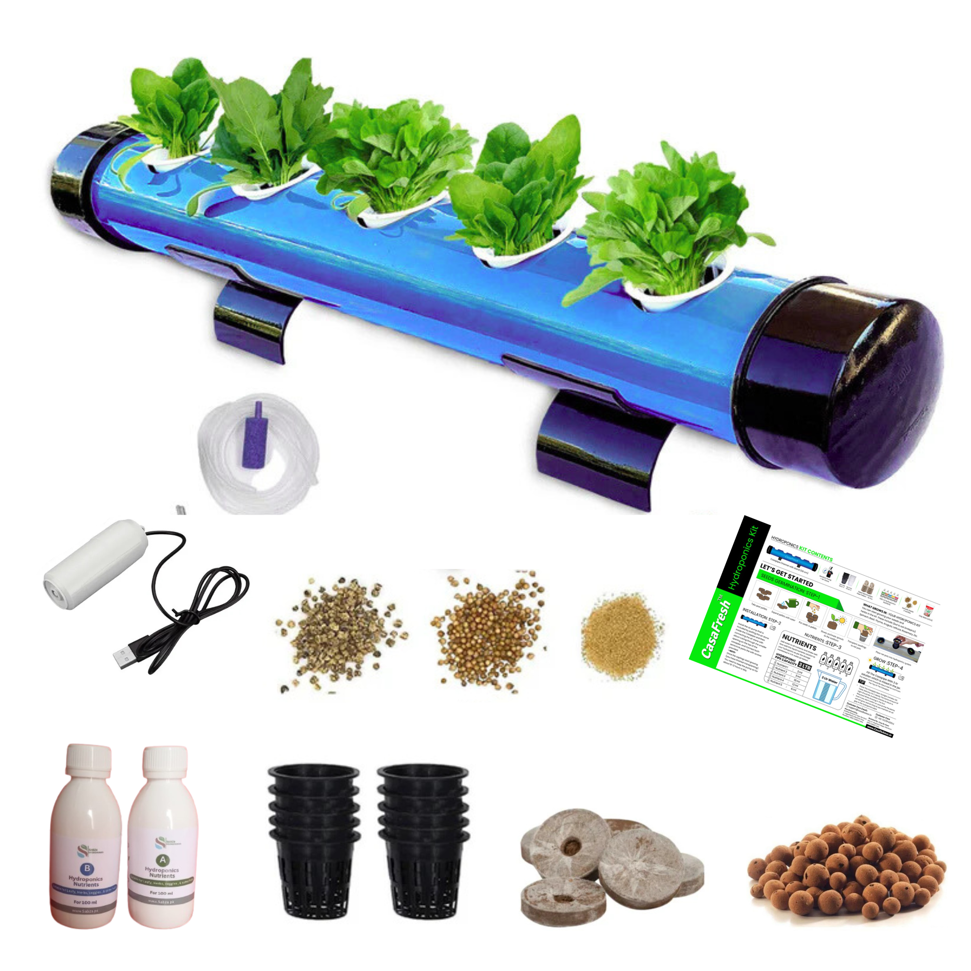 Sabza 5-Plant Hydroponics Kit – Indoor/Outdoor Gardening System for Home – Beginner Friendly