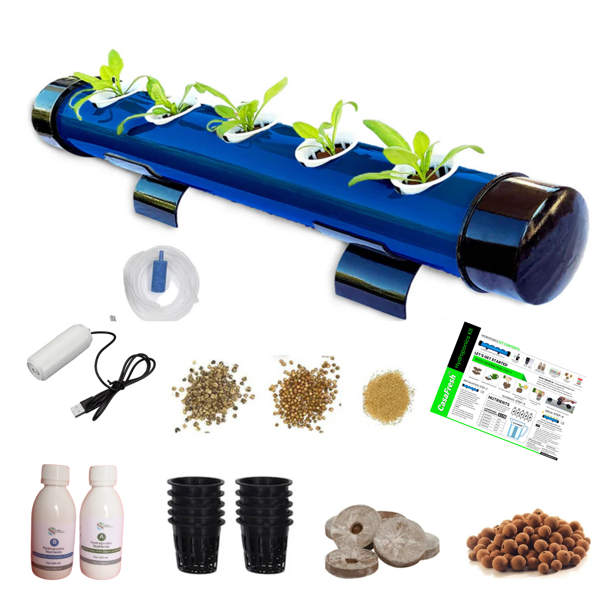 Sabza 5-Plant Hydroponics Kit – Indoor/Outdoor Gardening System for Home – Beginner Friendly